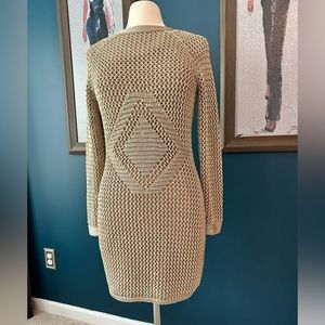 NY&Co Knit Pattern Gold Midi Dress